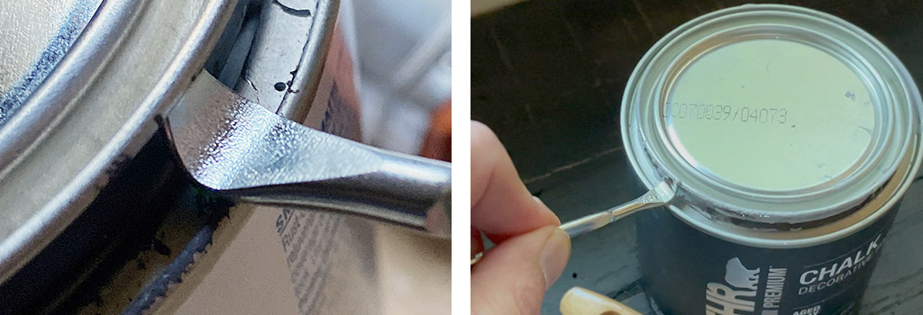 Apply gentle pressure under to remove paint can lid with opener.