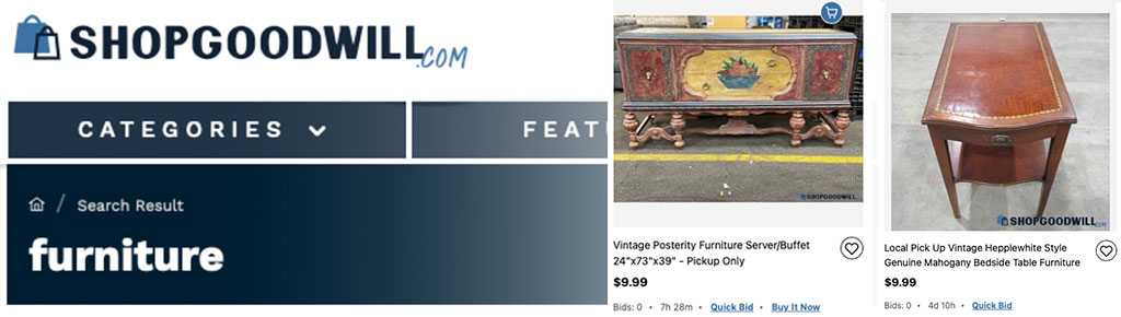 Online auctions are a great way to get deals on furniture