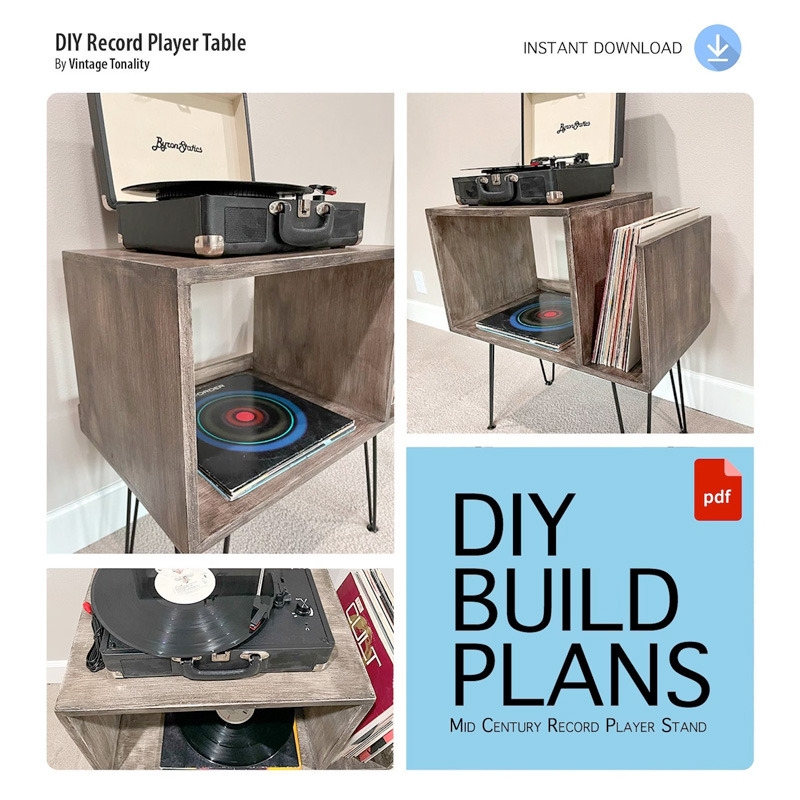 Craft Your Own Mid Century Modern Record Player Stand by Vintage Tonality