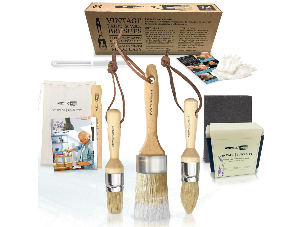 Specialty Chalk + Wax Paint Brush Set by Vintage Tonality