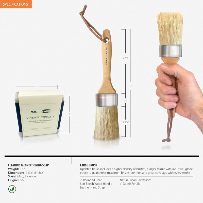 thumbnail image 2 of 3-Pack Natural Bristle Wax & Chalk Paint Brushes - No 2 of 12
