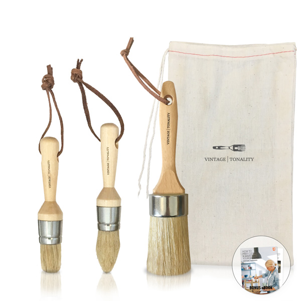 Starter Chalk Paint Brush Set by Vintage Tonality, Chalk Paint Brush
